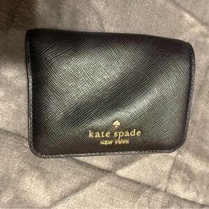 Kate Spade Black Leather Wallet with Gold Logo